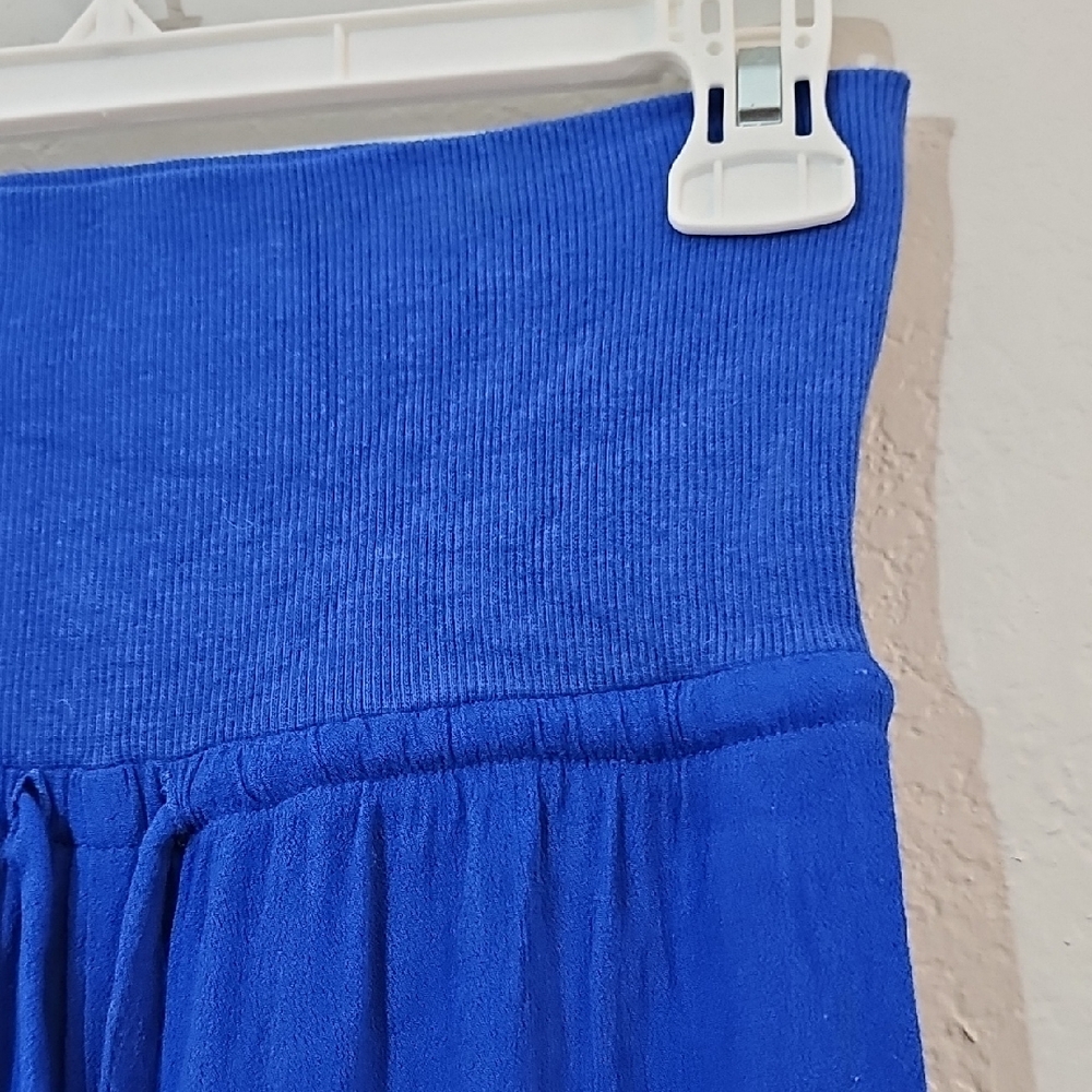 Olivaceous Royal Blue Wide Leg Pants, Womens Large High Rise Pull On - Picture 6 of 6